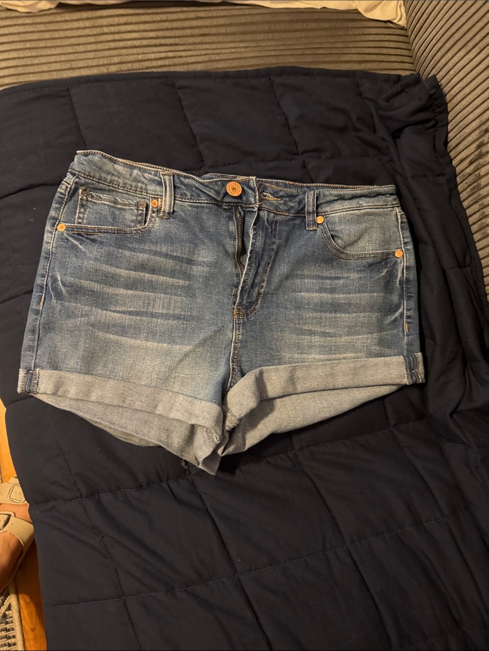 refuge Light Blue Rolled Hem Denim Jean Shorts